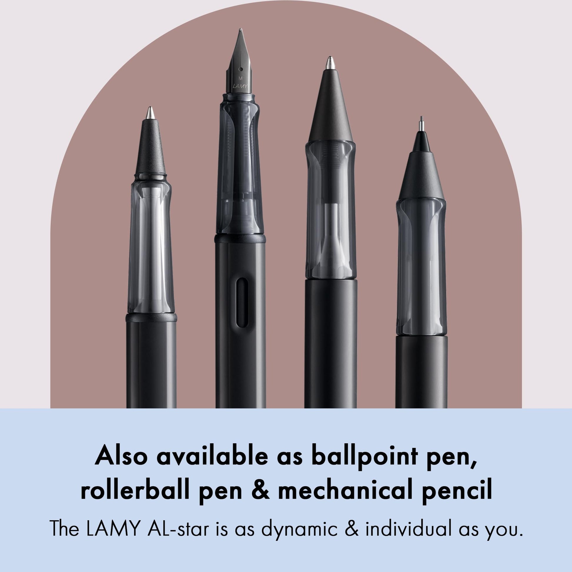 LAMY AL-star black - Fountain Pen with ergonomic grip & black steel nib in size B - lightweight