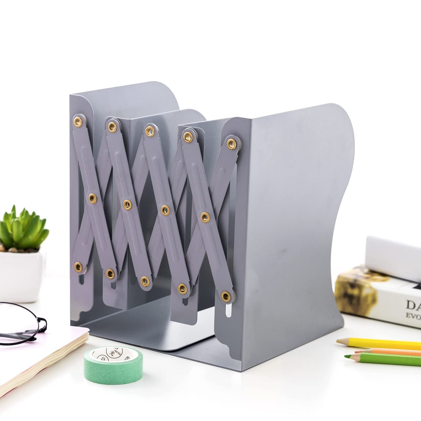 Adjustable Bookends Metal Book Ends for Heavy Book Holder Heavy Duty Bookends Nonskid Bookcase