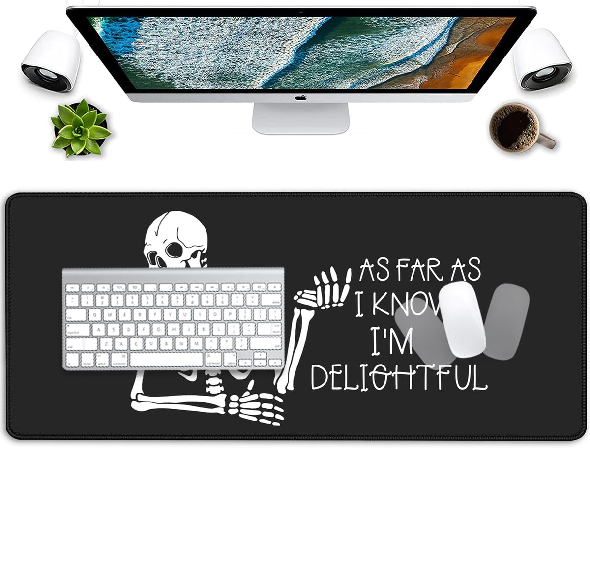 Skeleton Mouse Pad Skull Desk Pat,Mouse Mat Large Desk Mat for Desktop,Stitched Edges Non-Slip