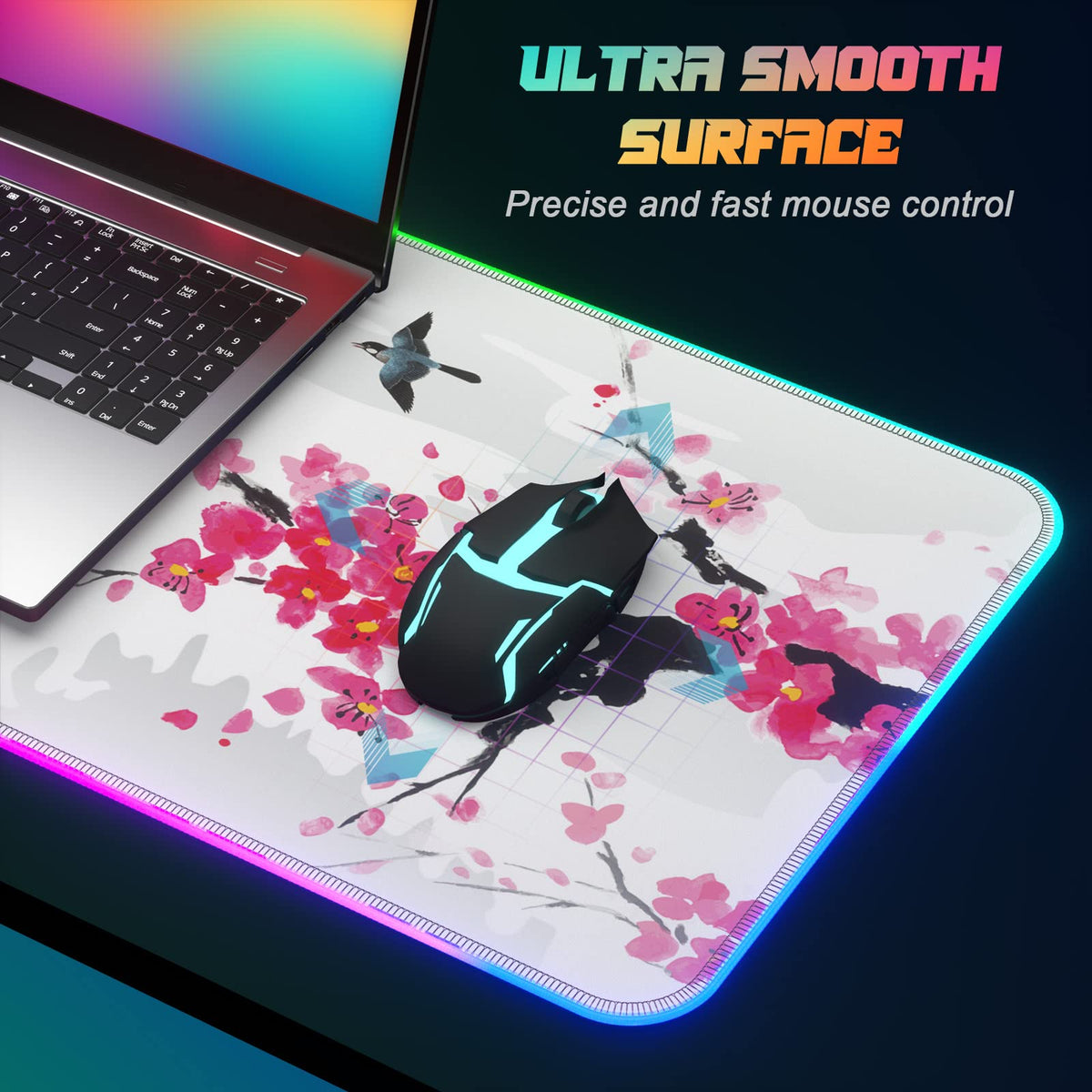 ITNRSIIET RGB Gaming Mouse Pad, Full Desk XL Extended Large Gaming Mousepad, 12 Lighting Modes 30%