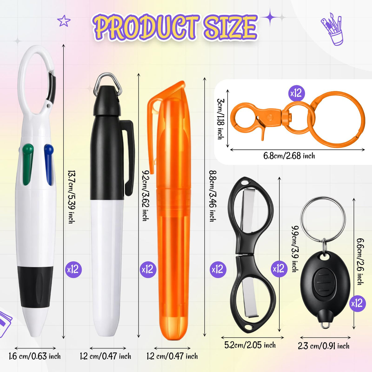Glenmal 72 Pcs Nurse Pen Set for Badge Reel Mini Pens, Stylish