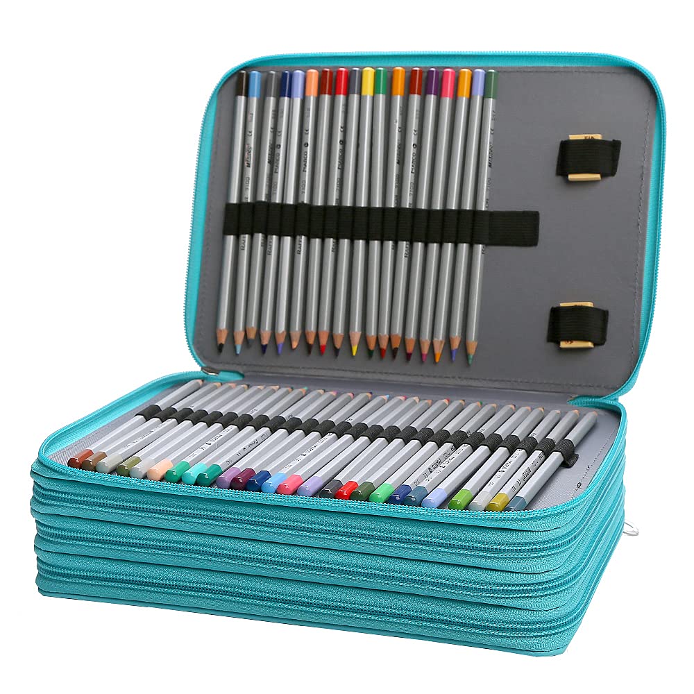 Lbxgap 200 Slots Pencil Case 4-Layer Zipped Holder w/Handle