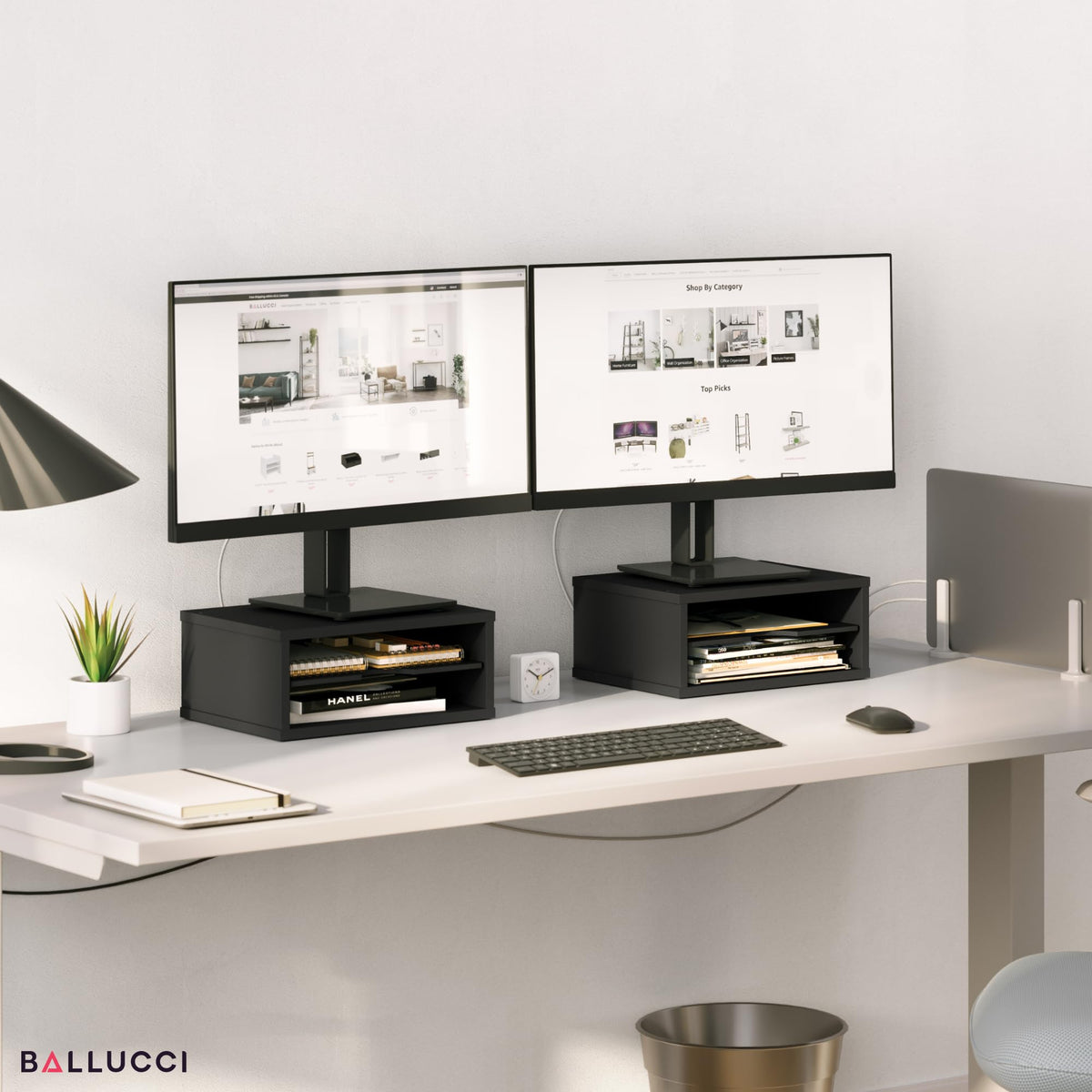 Ballucci File Organizer, 2-Tier Document Paper Sorter, Stackable Wood Desk Organizer Mail Holder