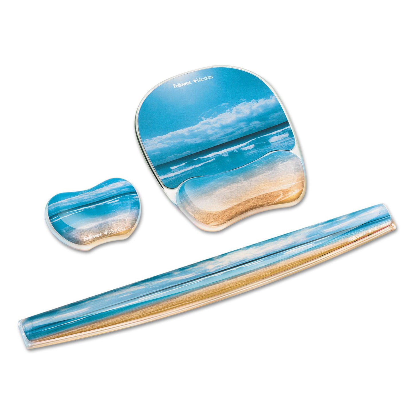 Fellowes Photo Gel Keyboard Wrist Rest with Microban – Sandy Beach, Multicolor