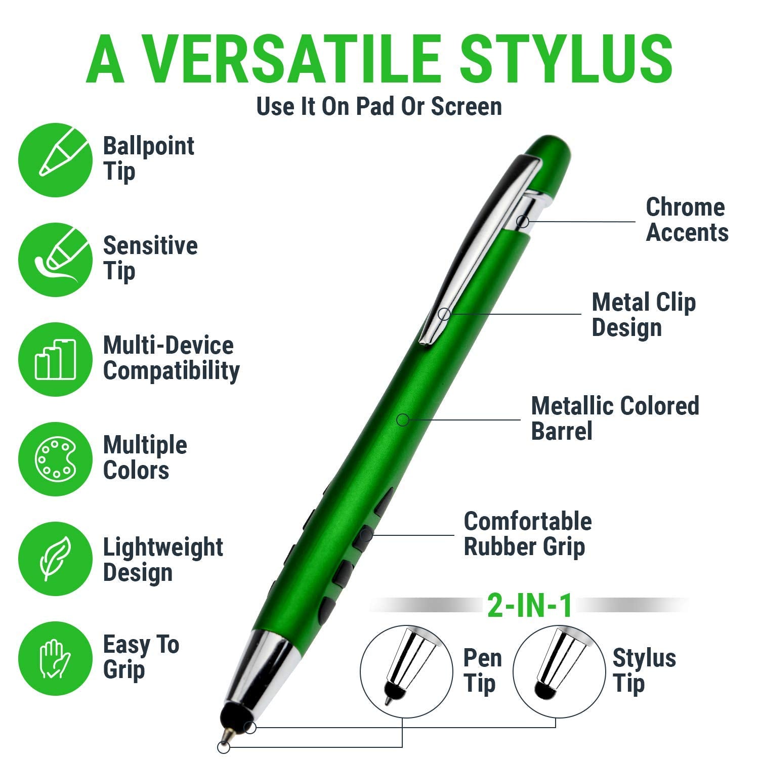 Thank You Greeting Gift Stylus Pens for Touchscreen Devices - 2 in 1 Multifunction Pen - for