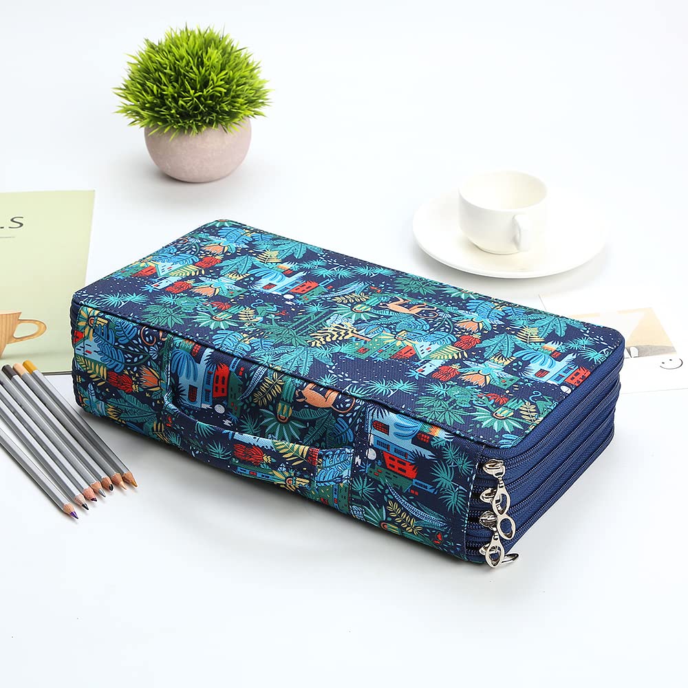 Lbxgap 300 Slots Pencil Case 4-Layer Zipped Holder w/Handle