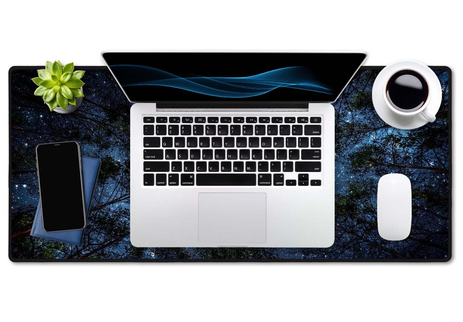 SSOIU The Milky Way and The Trees Mouse Pad 35.5 X 15.7 Inch XXL Night Sky Full Desk Mousepad