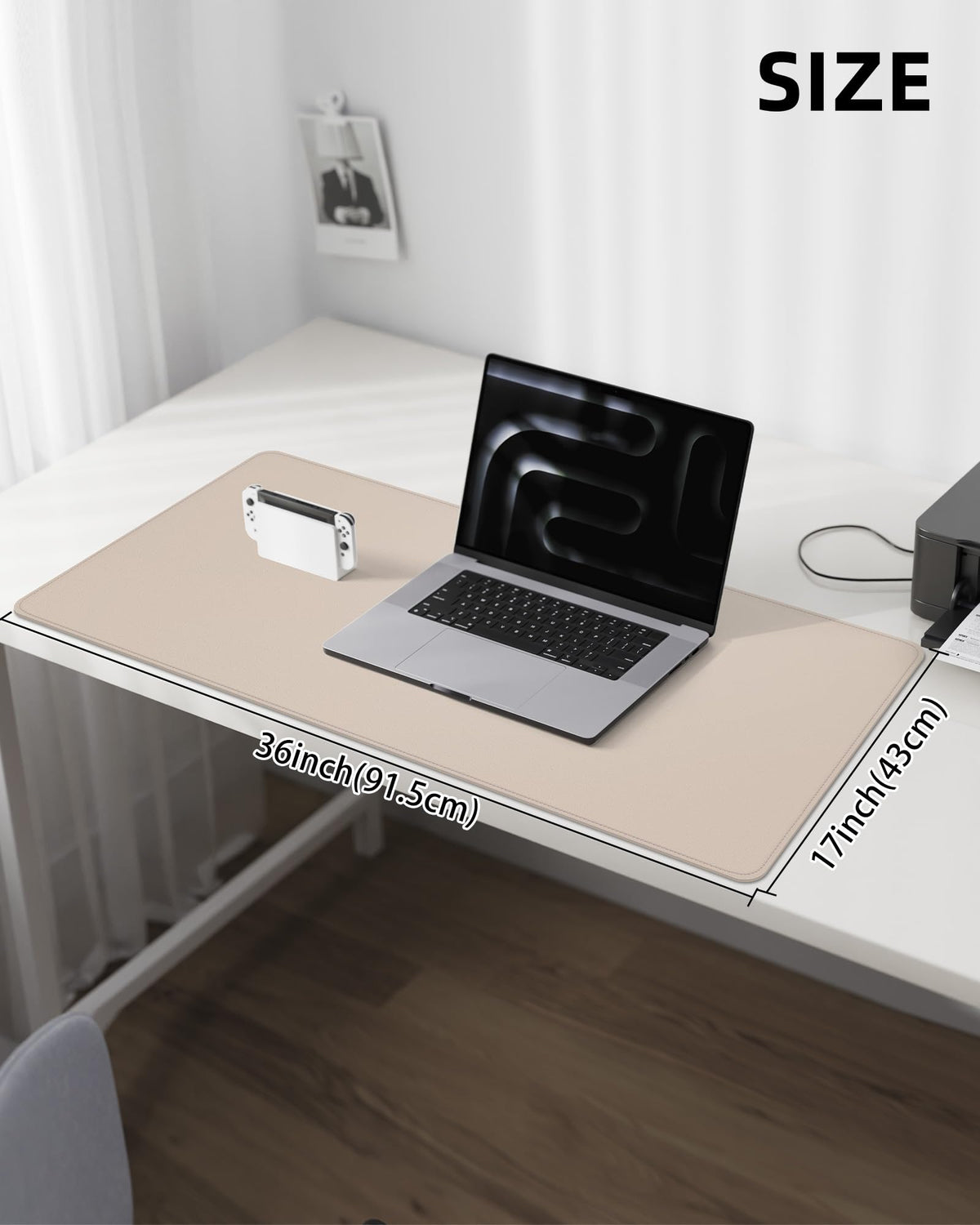 Leather Desk Protector, Large Mouse Pad, Non-Slip, Waterproof PU Leather Blotter Mat, Desk Cover