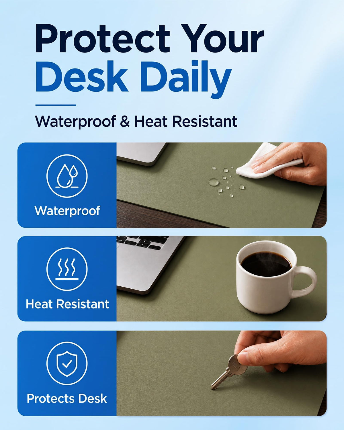 Aothia Dual-Sided Desk Mat - Natural Cork & Leather Desk Protector, Large Mouse Pad & Writing Pad