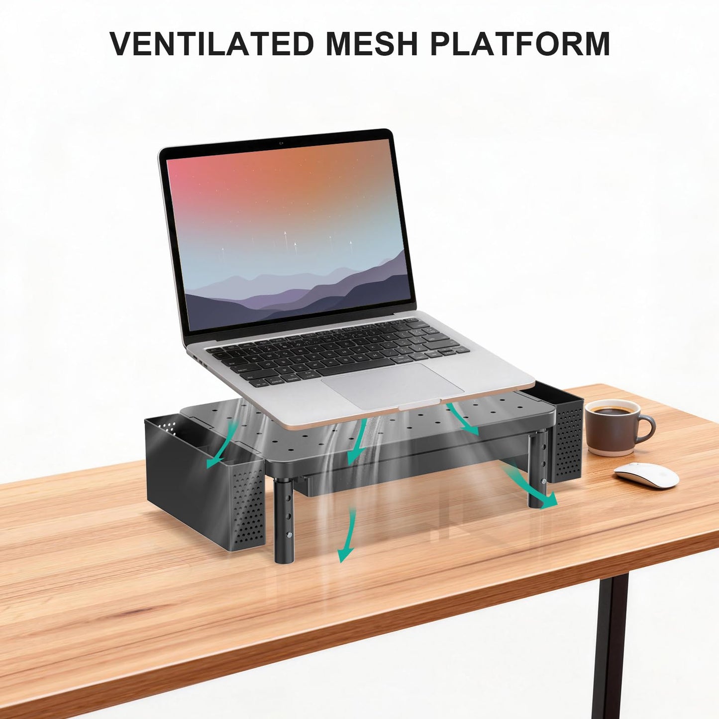 WALI Computer Monitor Stand with Storage and Pen Holder