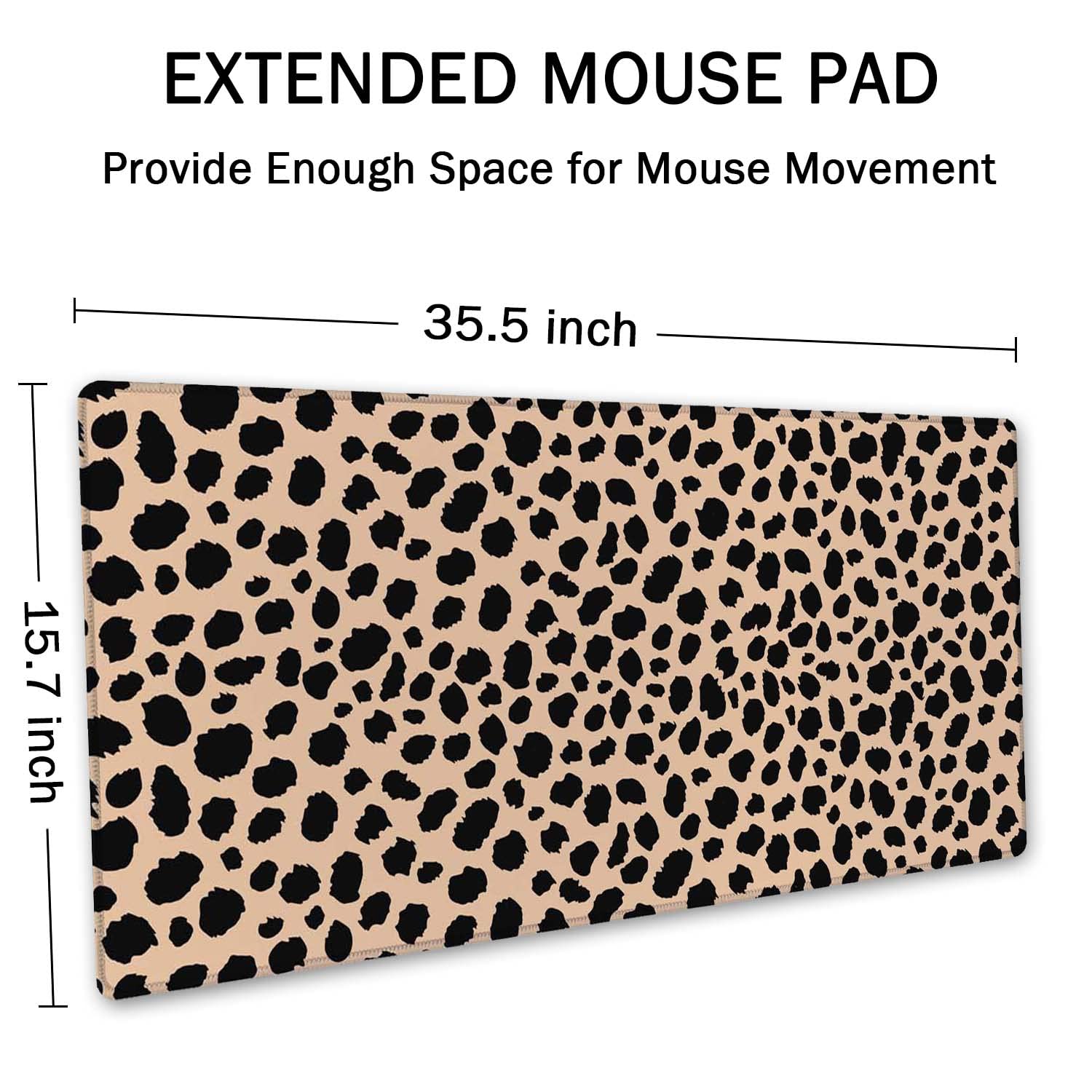 SSOIU Leopard Print Cute Desk Mat, Extra Large Non-Slip Rubber Mousepad - 35.5x15.7 in, Extended