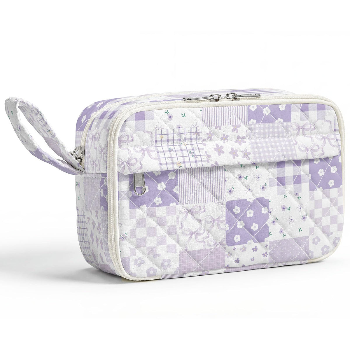 WOBAGMEN Quilted Pencil Pouch for Girls Women, Large Pencil Case Pouch with Compartments Cute