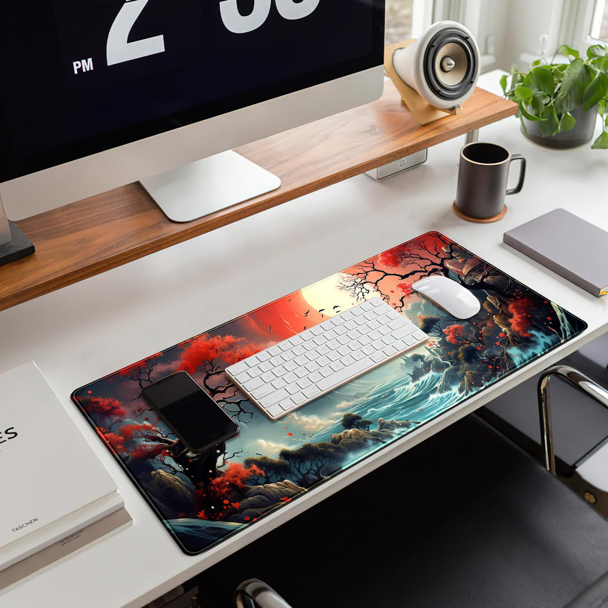 Japanese Desk Mat Extended Gaming Mousepad Japan Large Mouse Pad XL Oceanic Passage Aesthetic Desk