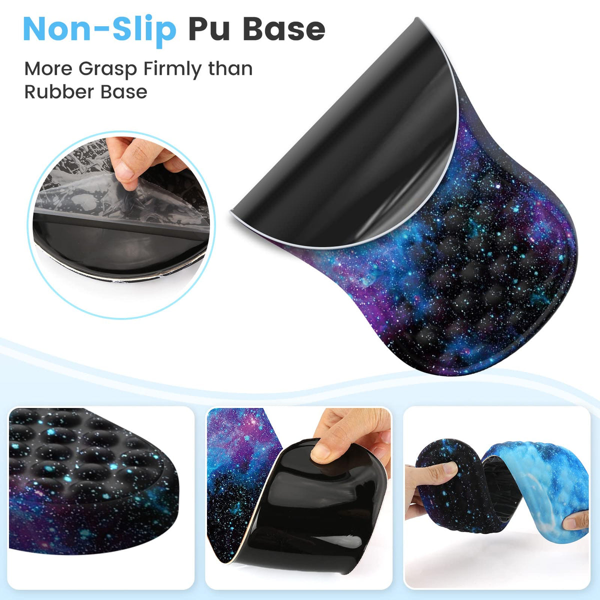 HAOCOO 3-Pcs Ergonomic Desk Mat Set with Wrist Support, Galaxy