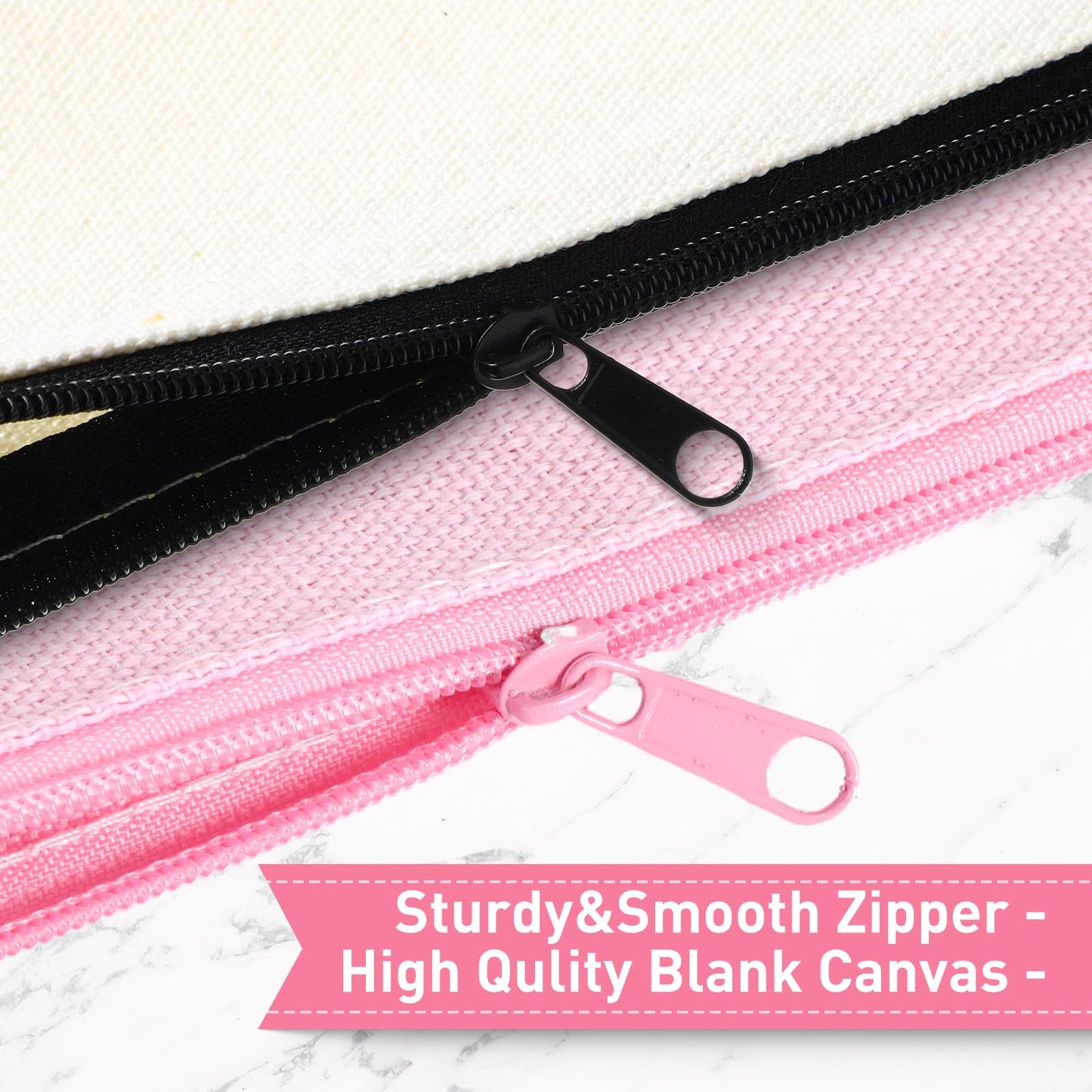 Frienda 50 Pcs Canvas Zipper Pouch Bulk Gift, Pink, Beige