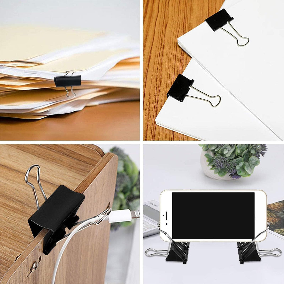 SANNIX 75 PCS Mini Binder Clips, 3/4 inch 19mm Binder Clips Black Paper Clamps Small Size for