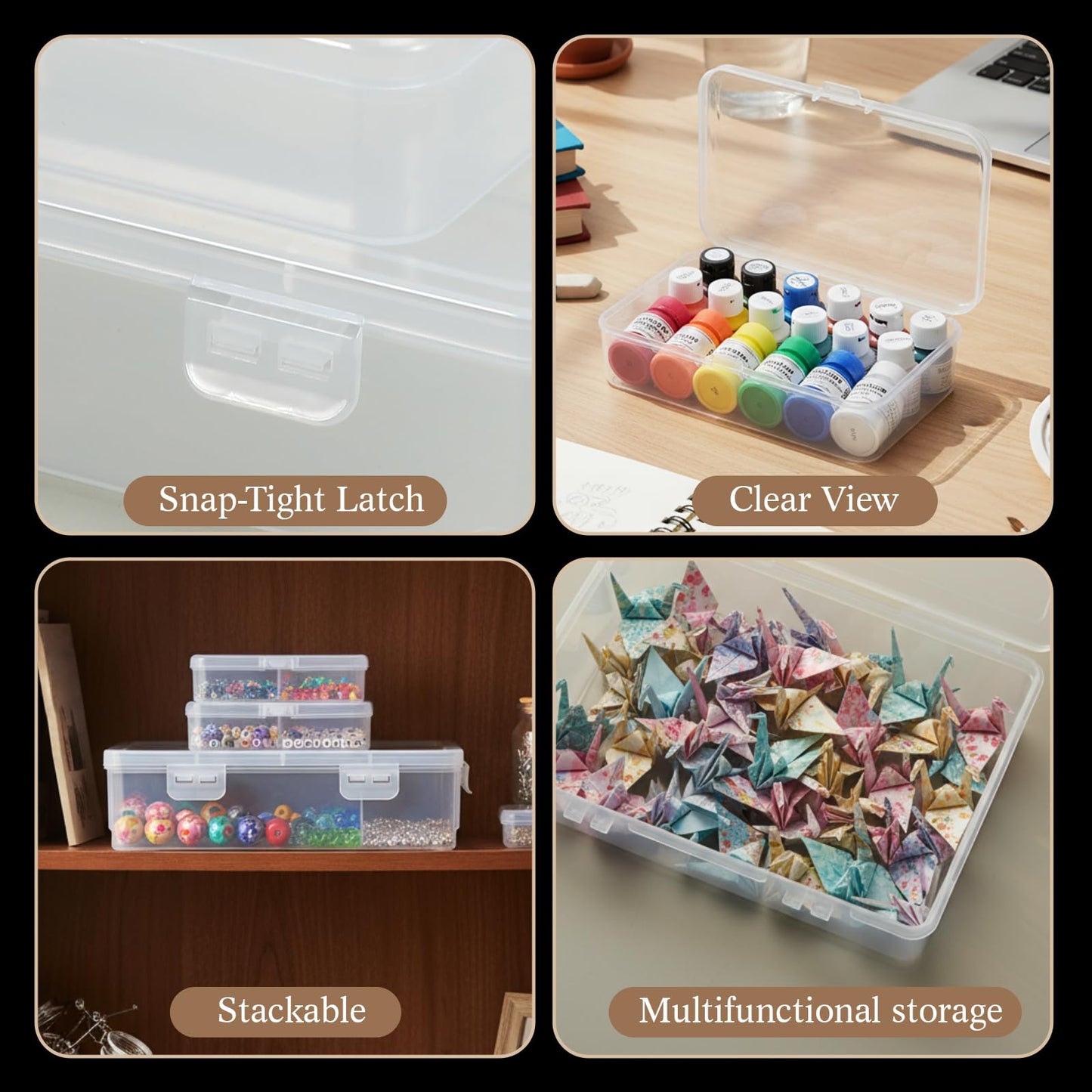 SATINIOR 24 Pcs Small Clear Plastic Container Box, Multiple Sizes