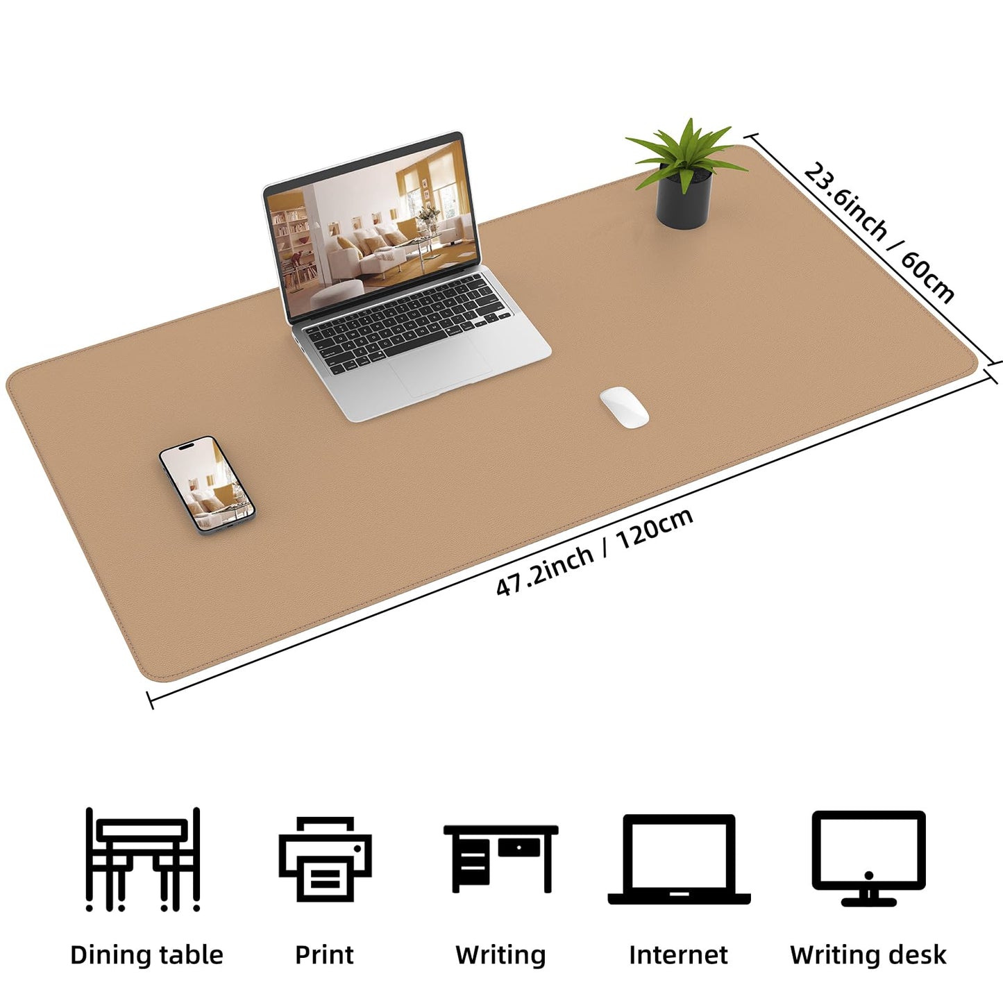 AFIING Cork Desk Mat 47" x 23.6", Dual-Sided Natural Cork & PU Leather Desk Pad, Non-Slip