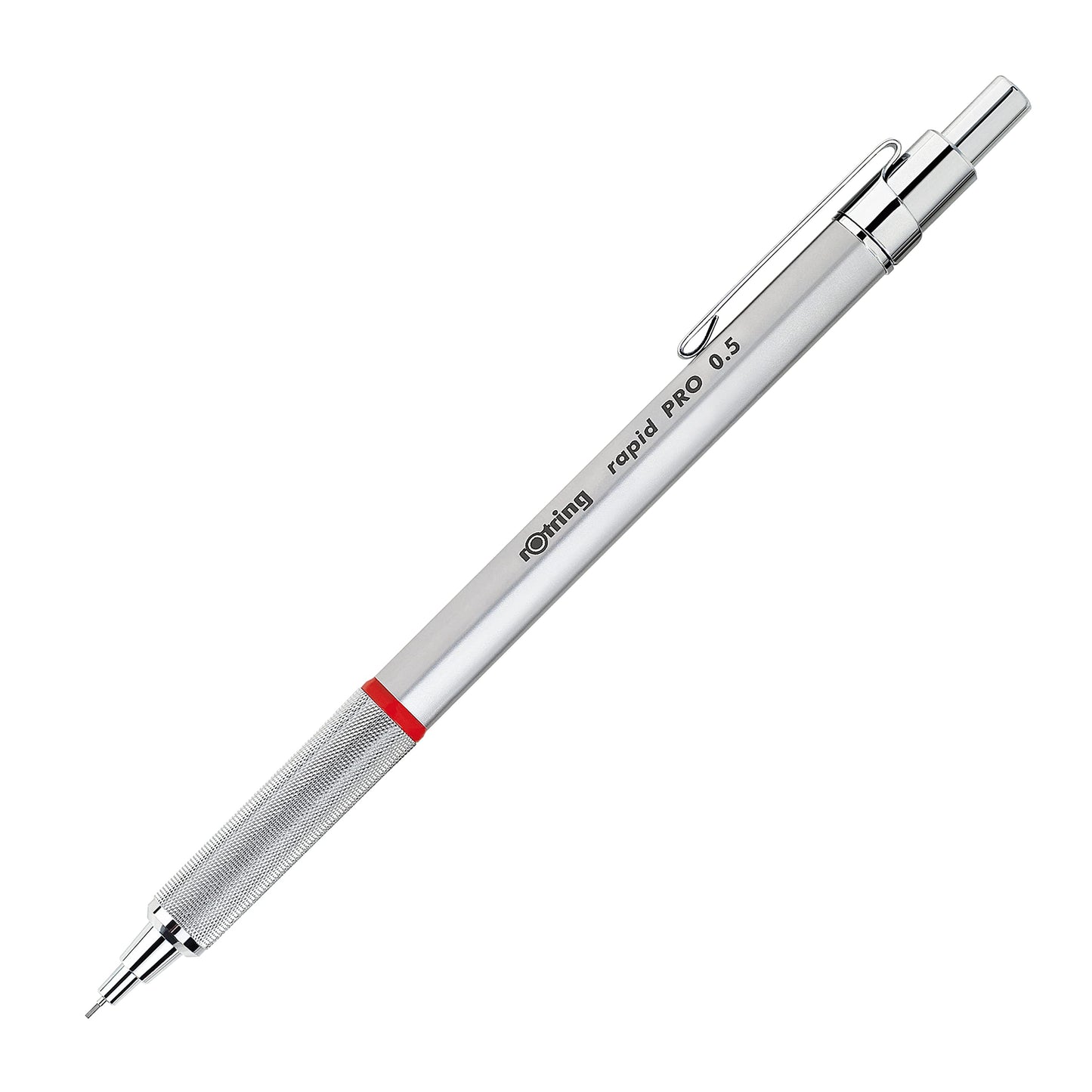 rOtring Rapid Pro Retractable Ballpoint Technical Drawing Pen, Medium Point, Blue Ink, Silver