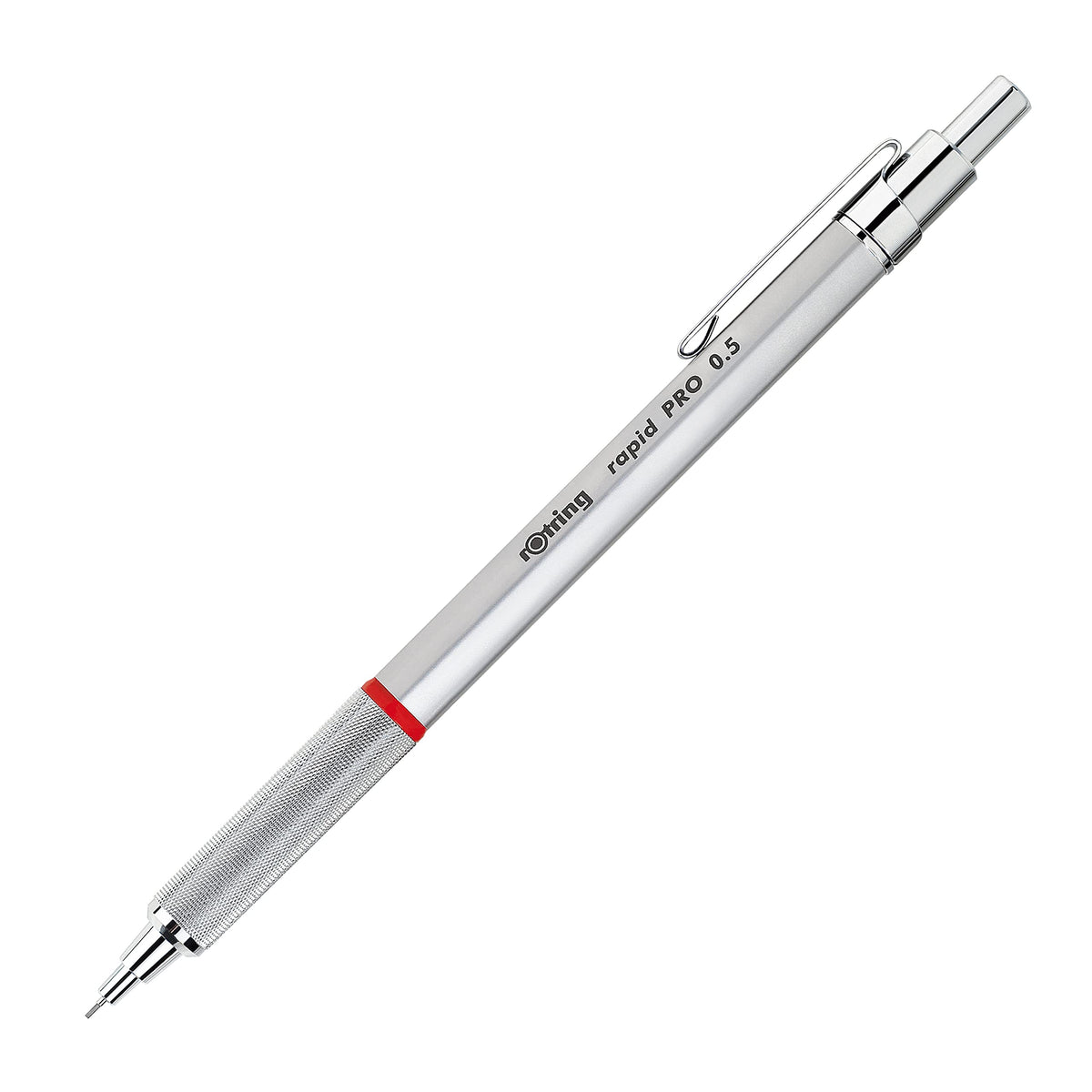 rOtring Rapid Pro Retractable Ballpoint Technical Drawing Pen, Medium Point, Blue Ink, Silver