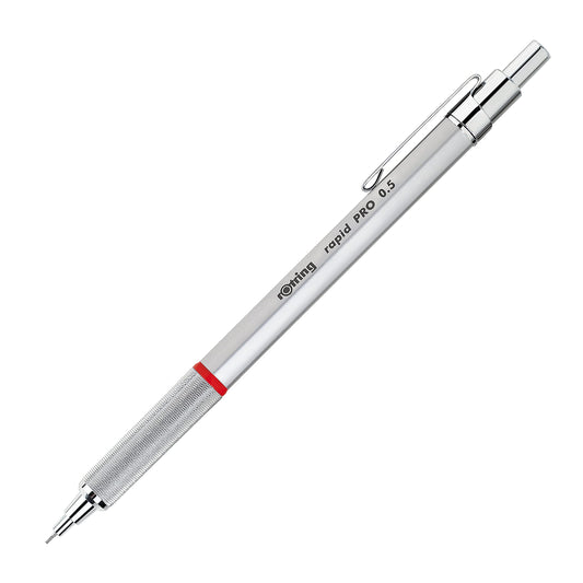 rOtring Rapid Pro Retractable Ballpoint Technical Drawing Pen, Medium Point, Blue Ink, Silver