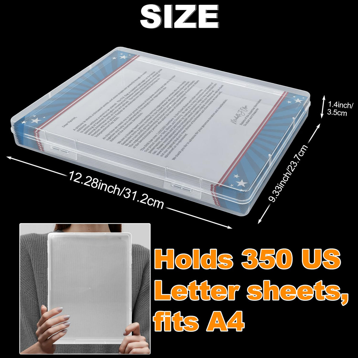 DUOFIRE 4 Pack Plastic File Box Document Organizer for US Letter Paper