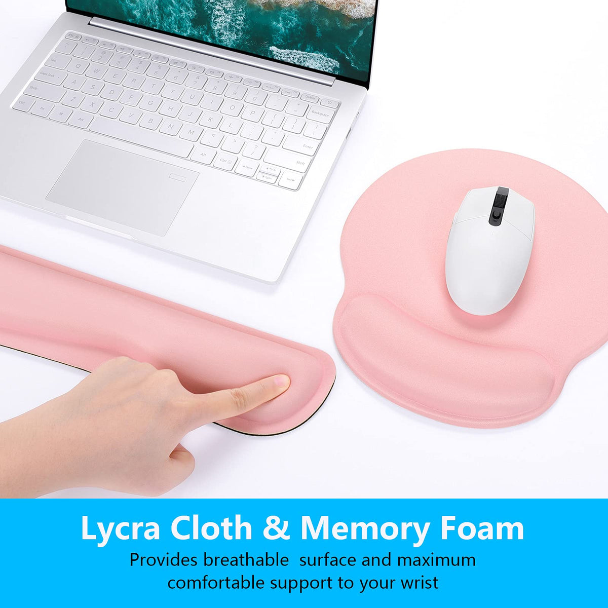 Dapesuom Keyboard Wrist Rest and Mouse Pad with Wrist Support, Memory Foam Cushion for Keyboard and