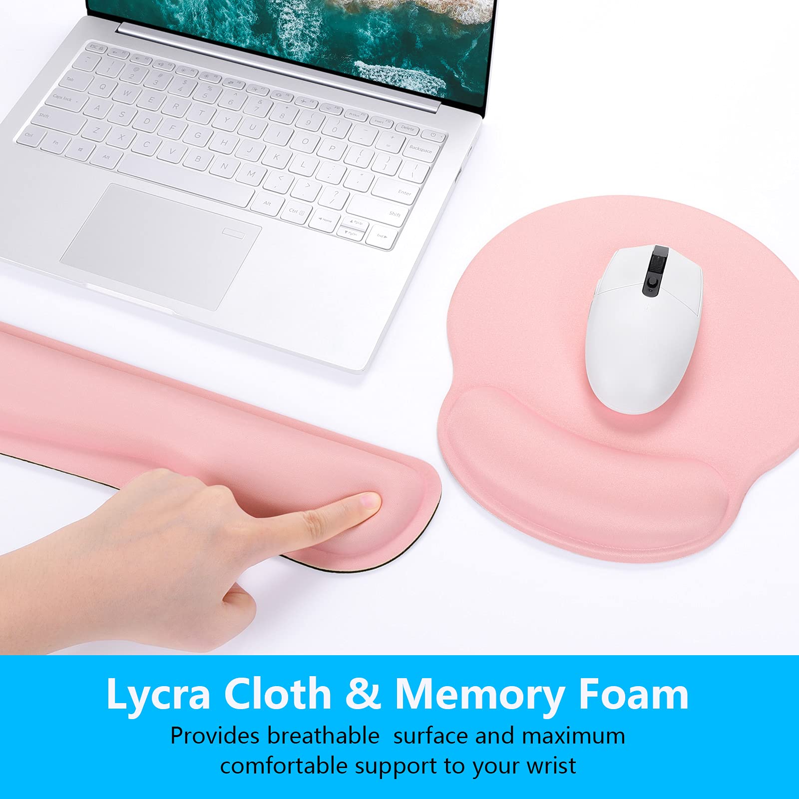 Dapesuom Keyboard Wrist Rest and Mouse Pad with Wrist Support, Memory Foam Cushion for Keyboard and