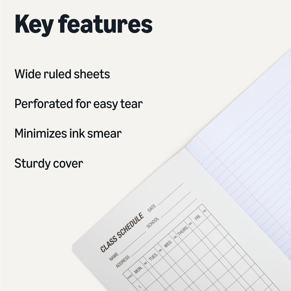 Amazon Basics Composition Notebook, Wide Ruled, 100 Sheets, 9.75" x 7.5", Assorted Marble Colors