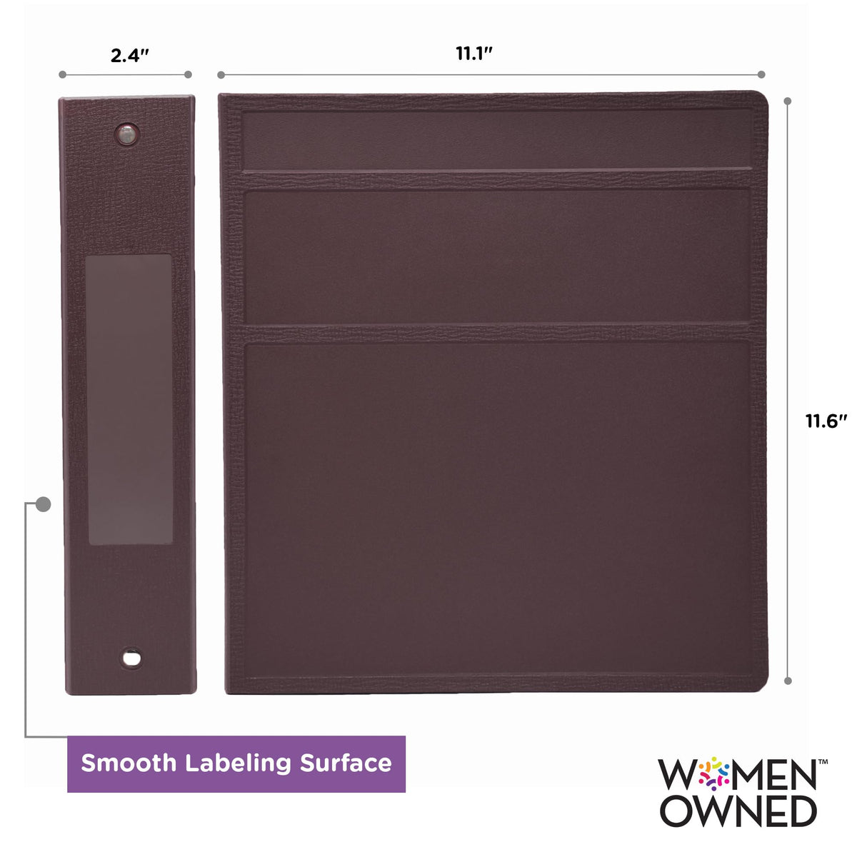 Carstens 2-Inch Heavy Duty 3-Ring Binder - Side Opening, Plum, Durable Plastic, Precision No-Gap