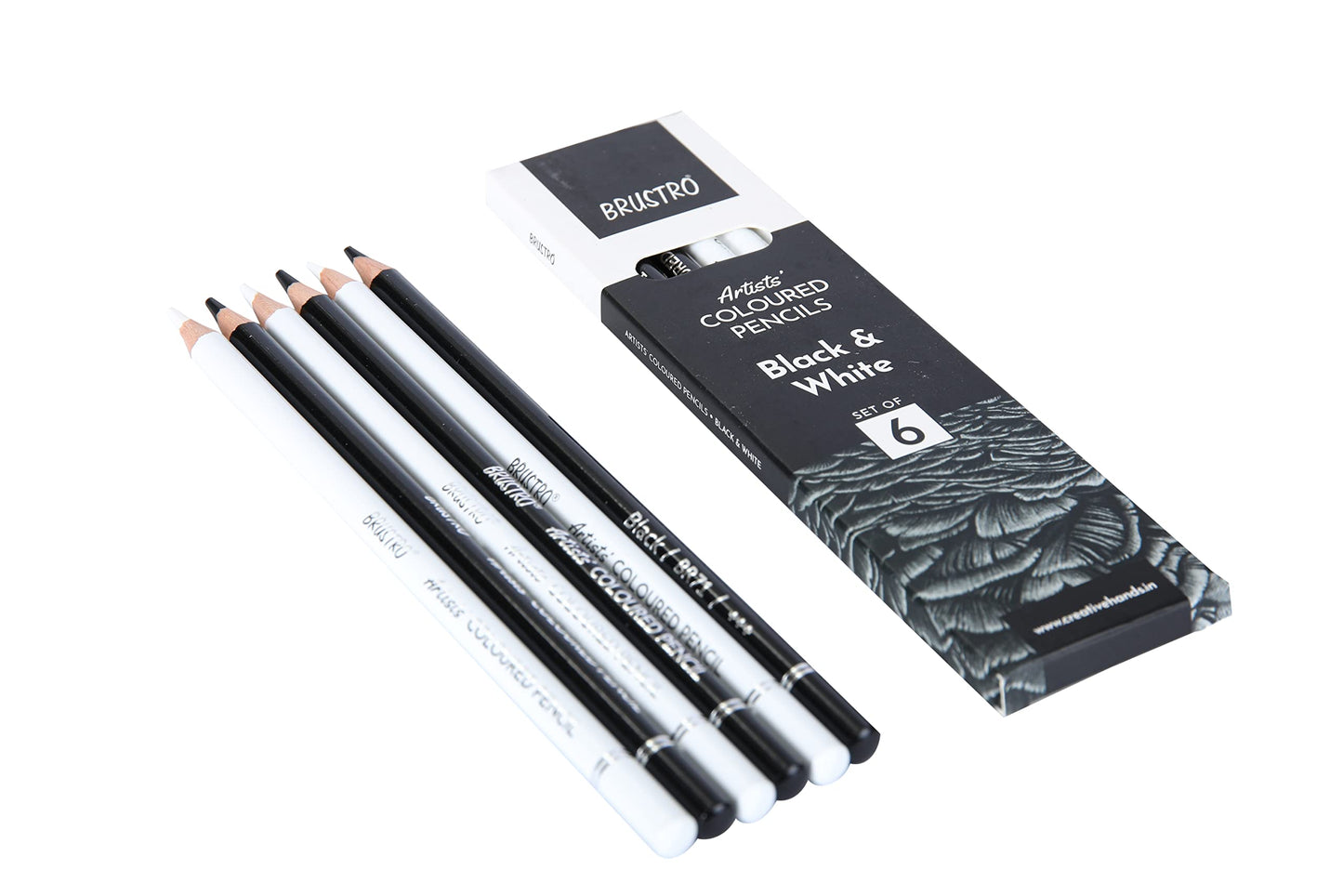 Brustro Artists’ B &W Coloured Pencils Set of 3 Whites and 3 Blacks