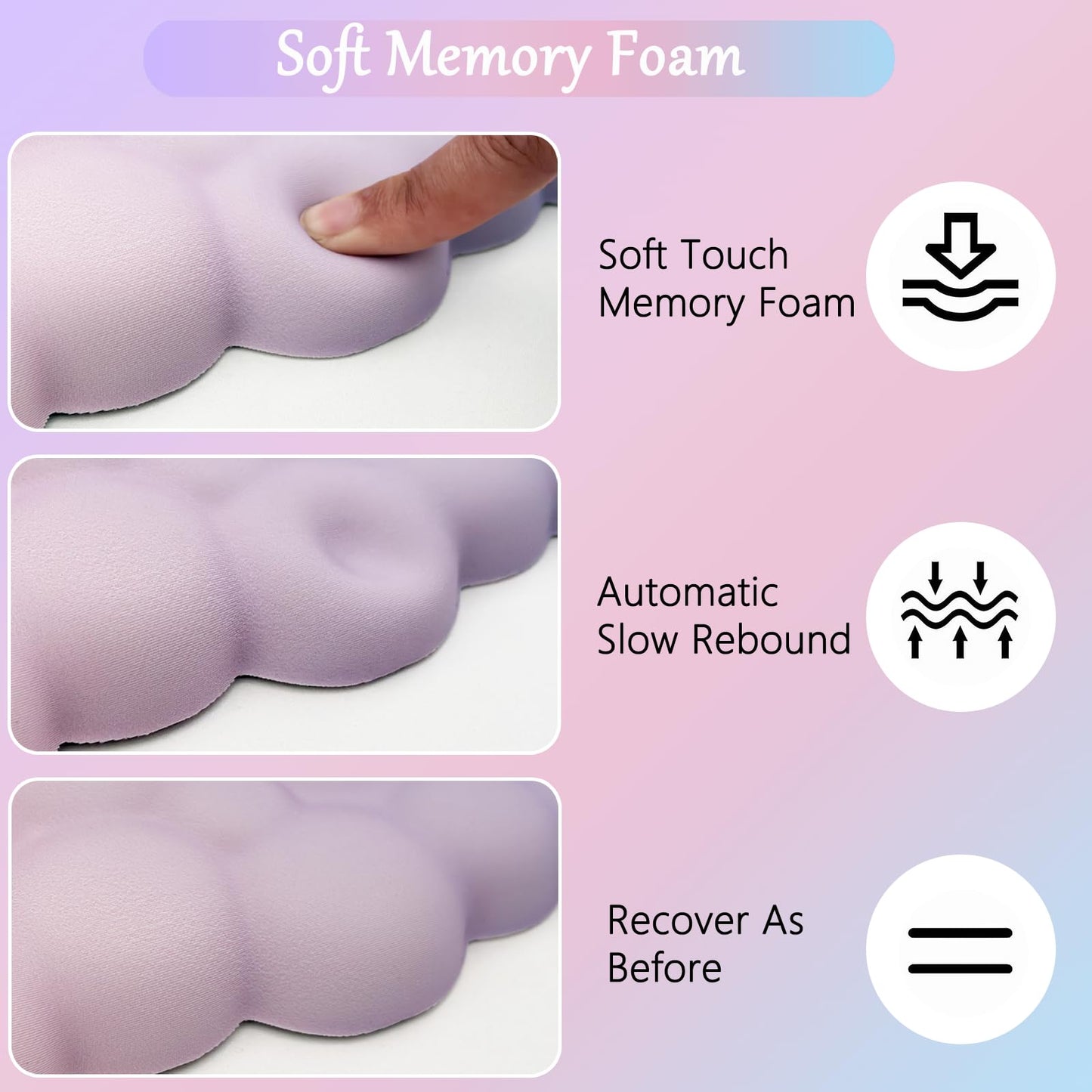 Cloud Mouse Pad Keyboard Wrist Rest 4PCS Extended Large Pink Sky Desk Mat Pad Set Memory Foam