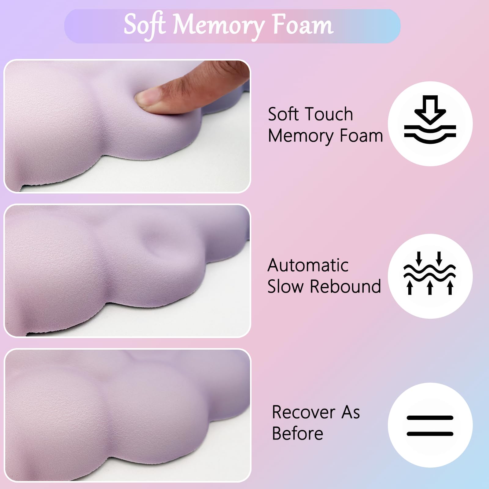 Cloud Mouse Pad Keyboard Wrist Rest 4PCS Extended Large Pink Sky Desk Mat Pad Set Memory Foam