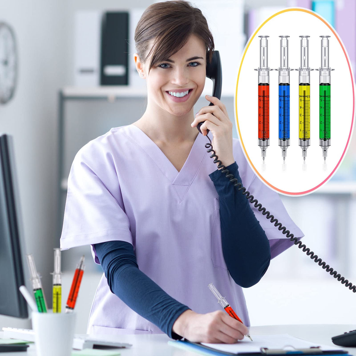 Tinlade 200 Pcs Syringe Gel Pens Bulk Nurses 4 Colors