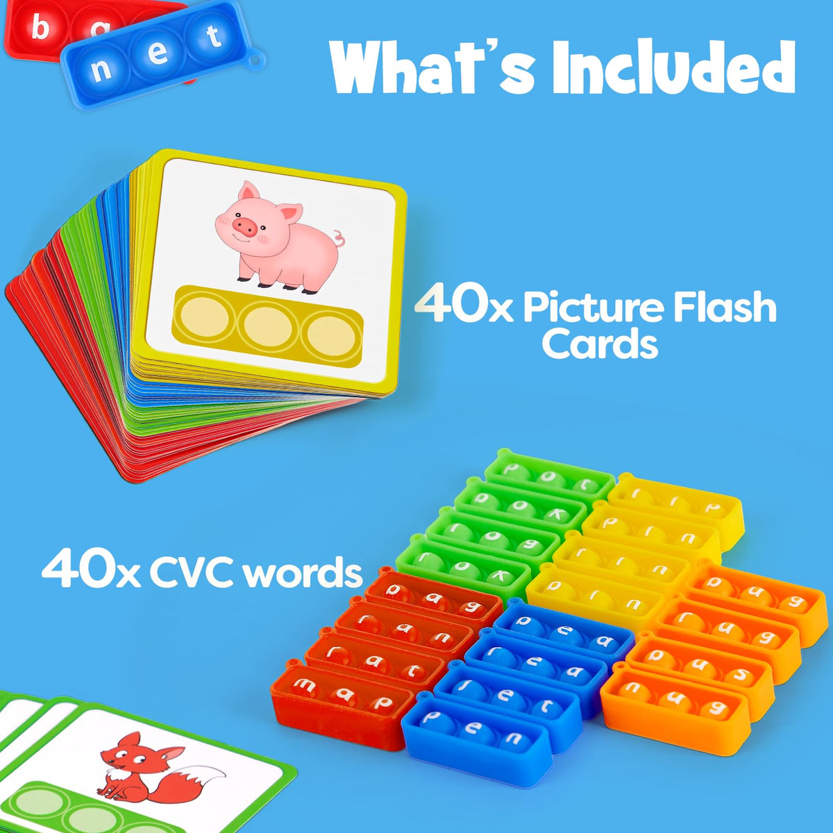 Aizweb CVC Word Games Kindergarten,Phonics Games for Kids Ages 3-8,CVC Flashcards for Preschool