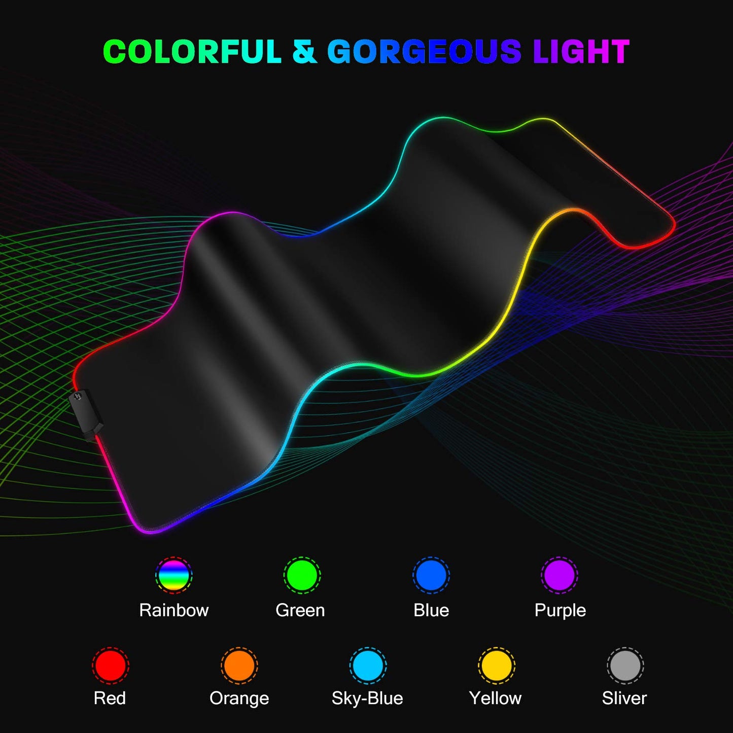 YXLILI Mouse Pad Gaming Large Mouse Pads for Keyboard and Mouse Extended RGB Mouse Mat, 12 Lighting