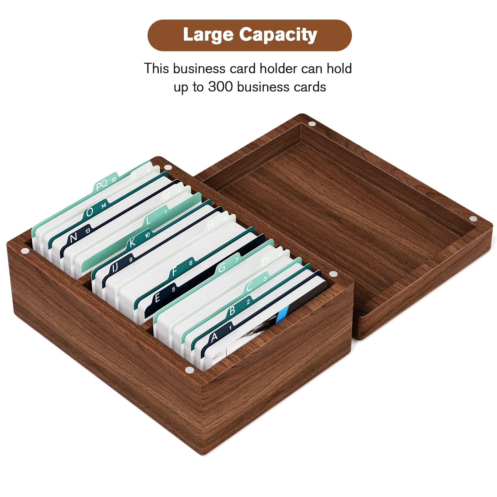 MaxGear Walnut Wood Business Card Organizer for 2.2" x 3.5" Cards