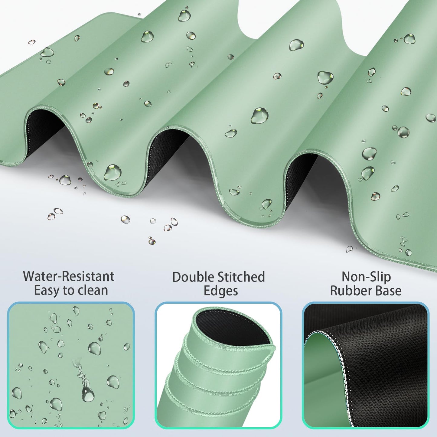 Desk Mat Green, Large Gaming Mouse Pad with Wrist Rest, 4in1 XXL
