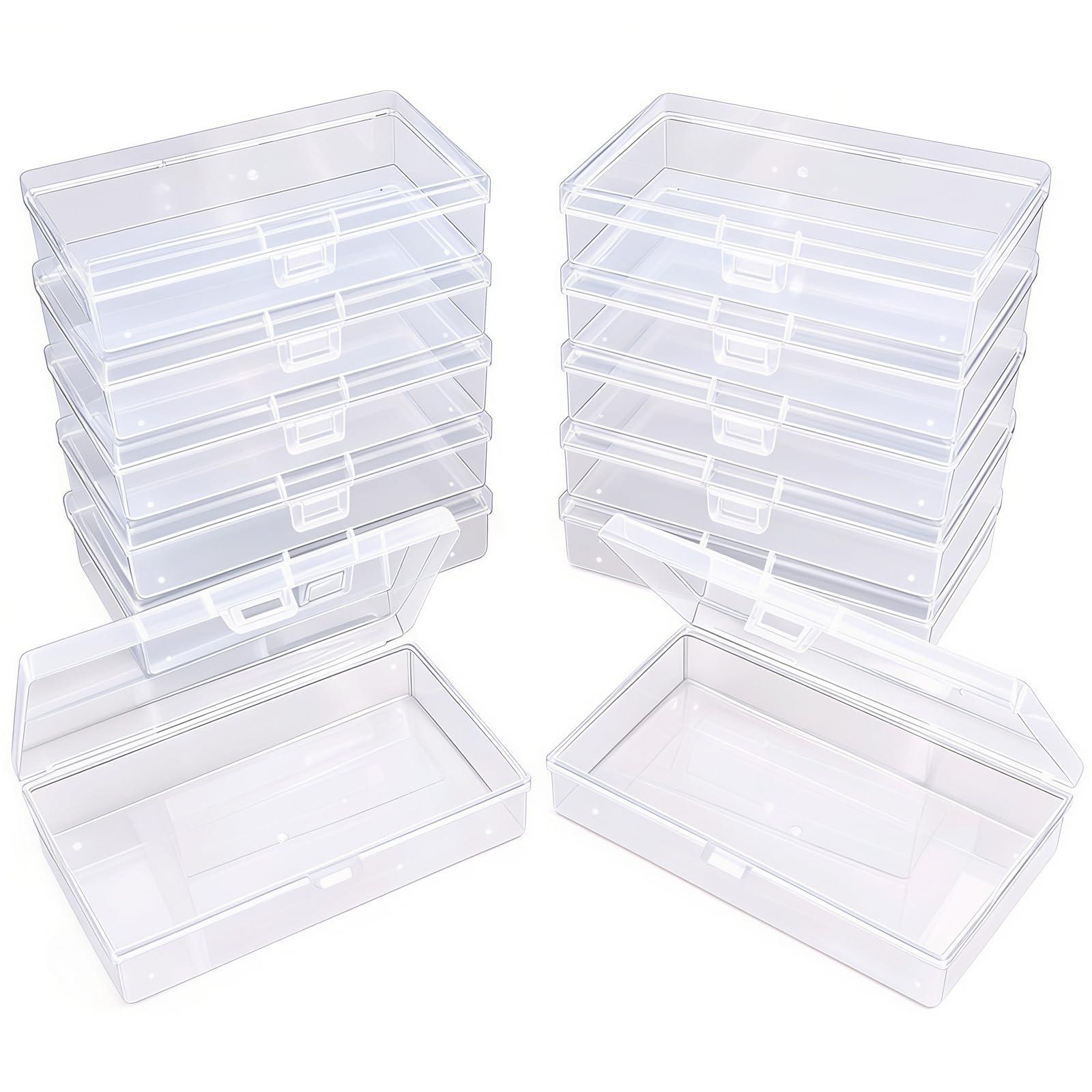 Thintinick 12 Pack Rectangular Clear Plastic Storage Containers