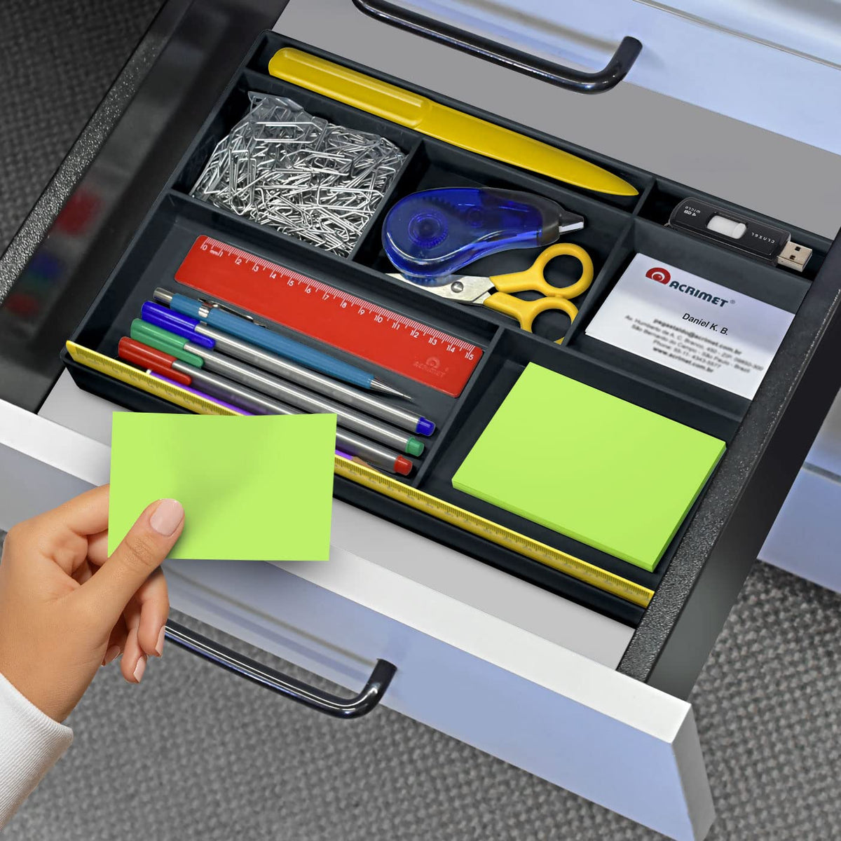 Acrimet Desk Drawer Organizer Tray with 8 compartments Bin Multi-Purpose for Desk Supplies and