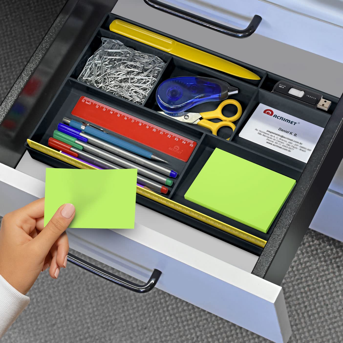 Acrimet Desk Drawer Organizer Tray with 8 compartments Bin Multi-Purpose for Desk Supplies and