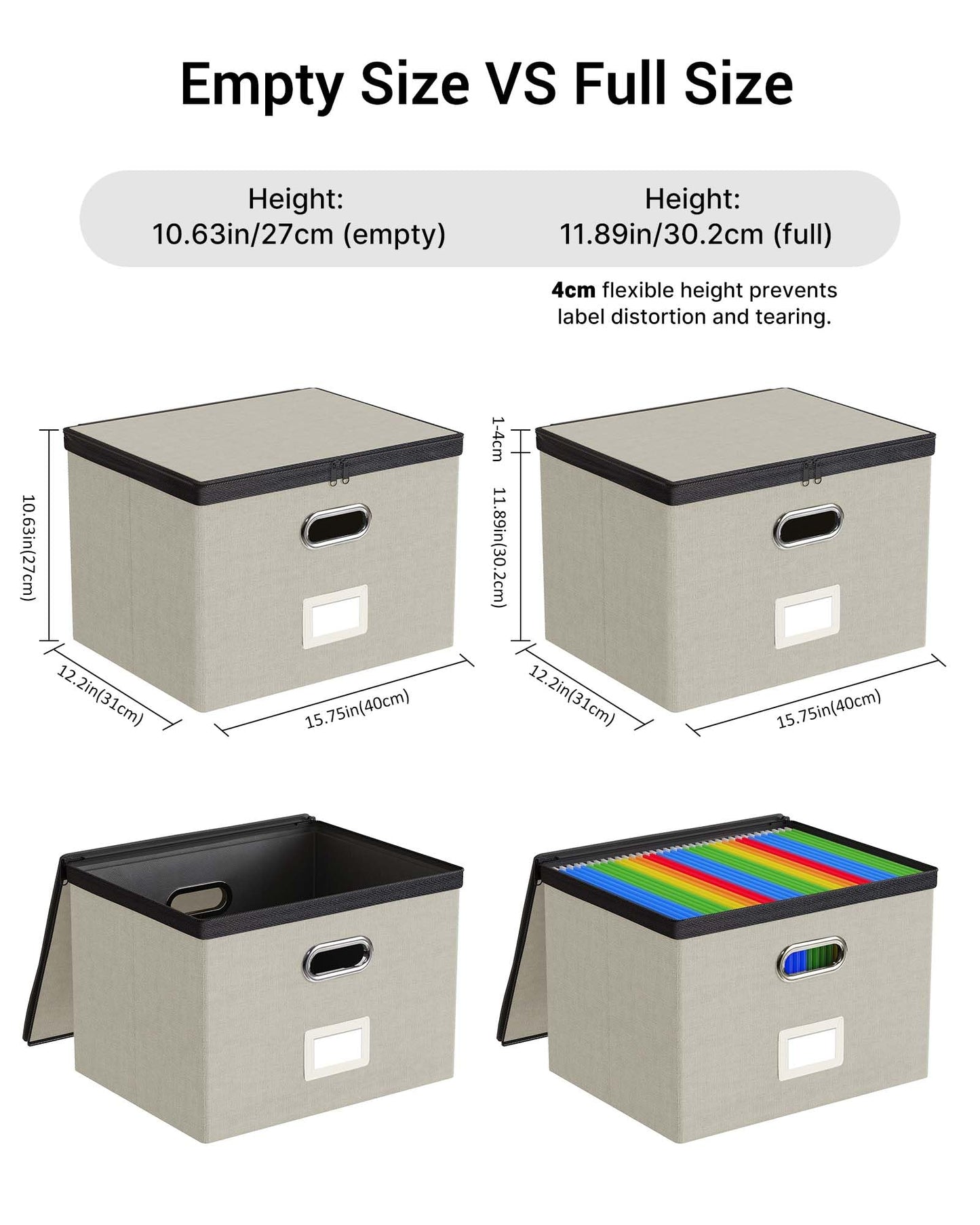 Oterri File Box Large 2-Pack Hanging Organizer for Letter/Legal-Size Folder