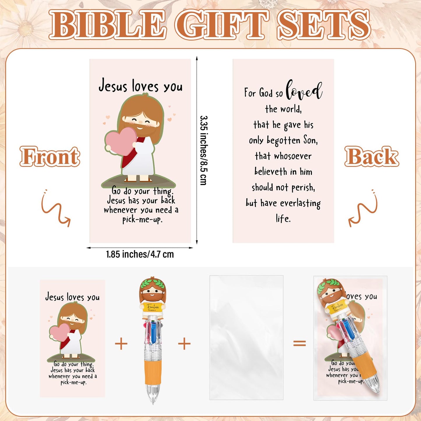 Sayglossy 30 Sets Little Jesus Pens Gifts Bulk with Jesus Loves You Cards