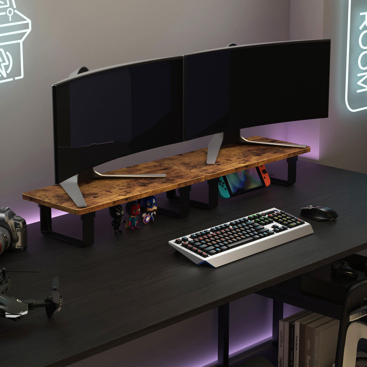 Monitor Stand Riser with 50 LB Capacity, Stable Wood Computer Monitor Stand for Desk Organizers