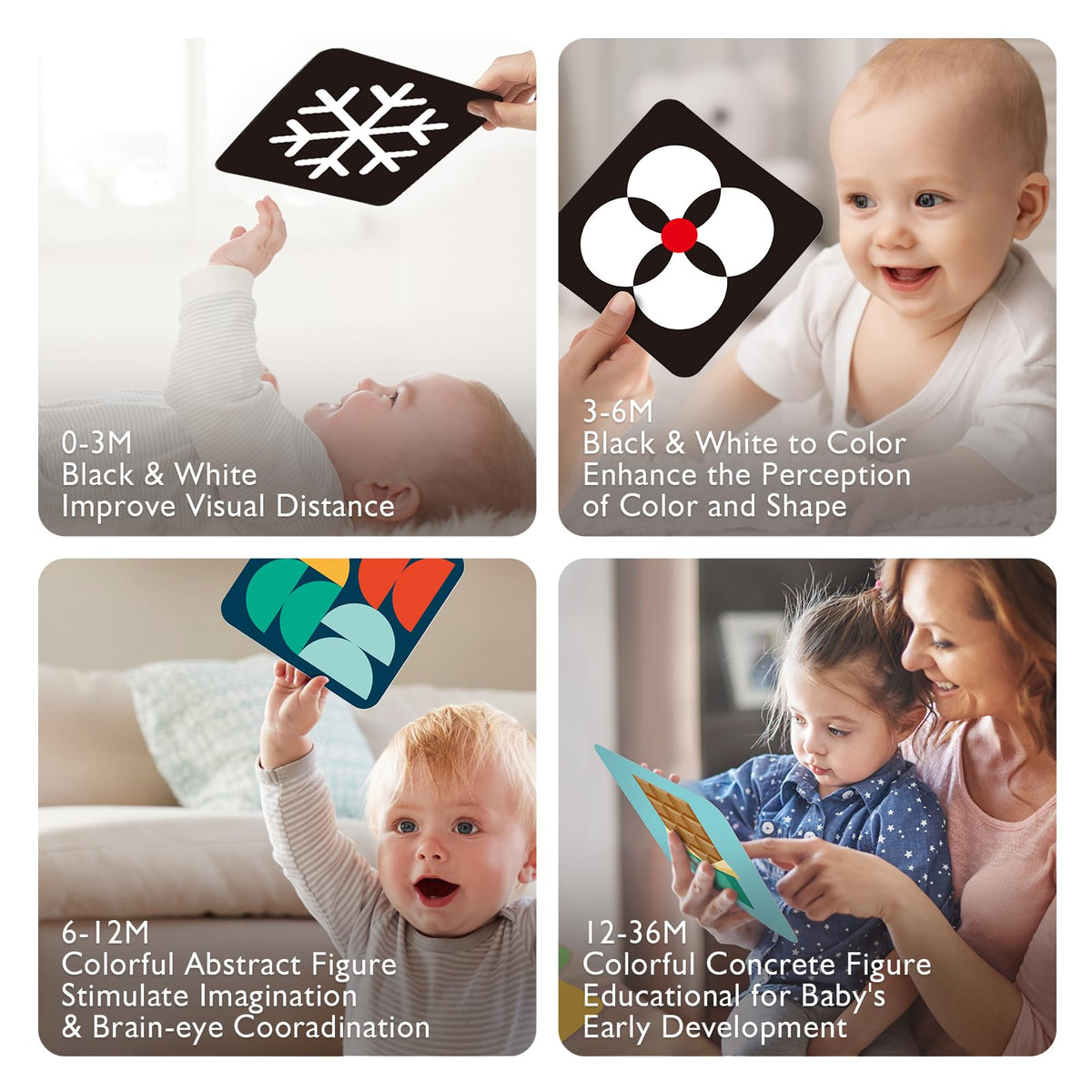 hahaland Contrast Flash Cards for Infants 0-36 Months Visual Stimulation