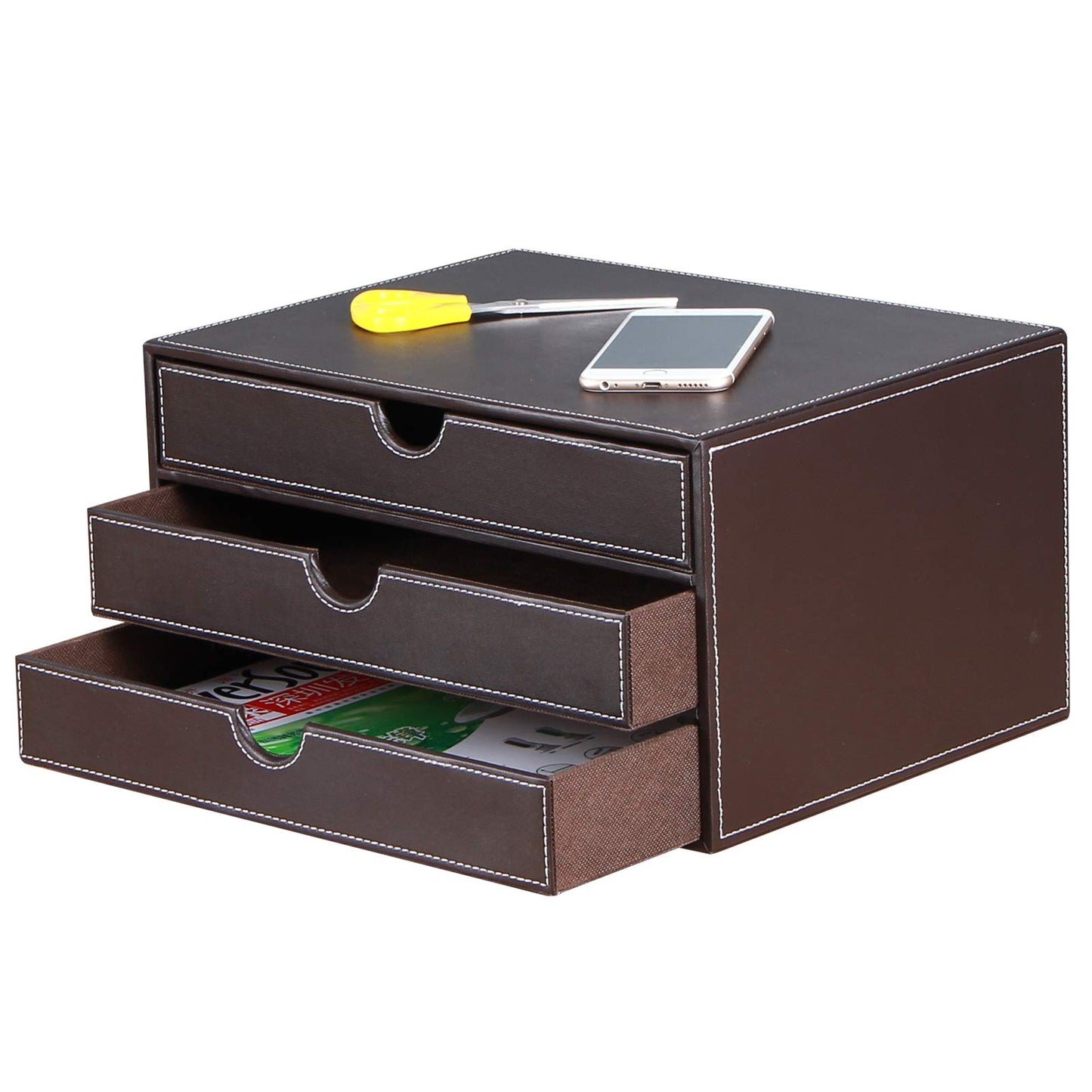 RHCSZ Stackable 3-Drawer Desk Organizer, Executive Office Supplies Desktop Filing A4 File