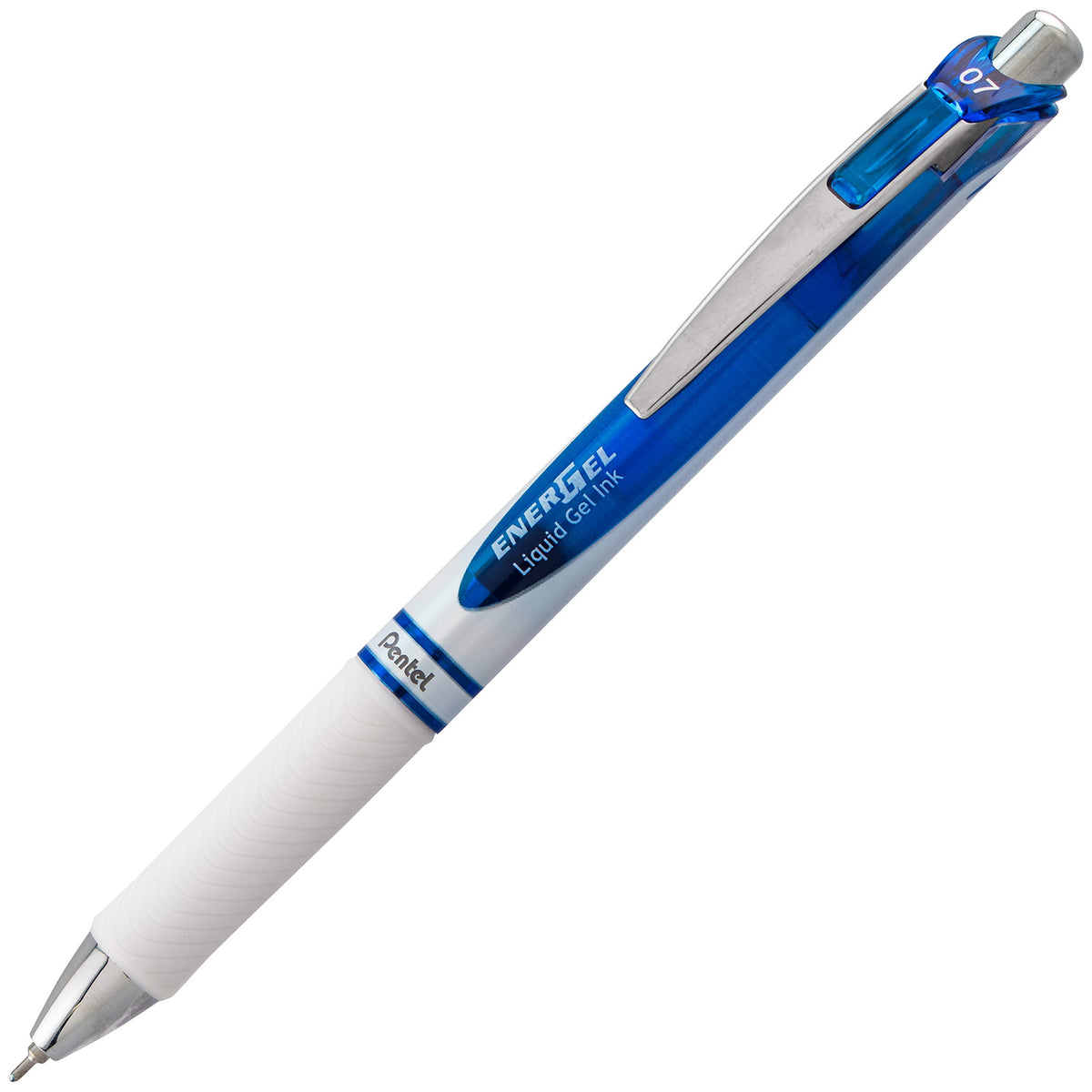 Pentel EnerGel RTX Pearl Retractable Liquid Gel Pen, (0.7mm) Medium Line, Needle Tip, Blue Ink, 12