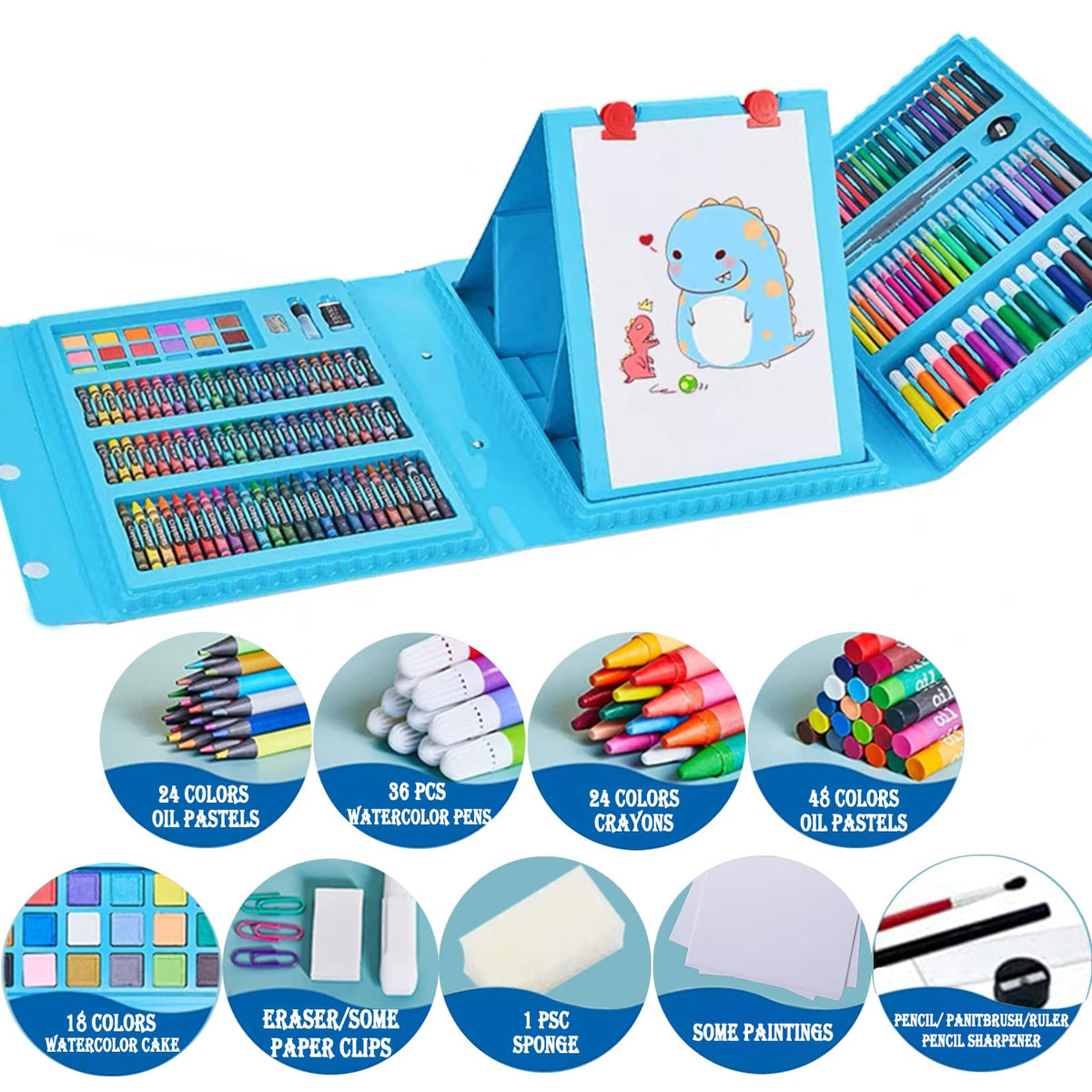 DLUCKY 208 PCS Art Supplies Drawing Art Kit Adults for Kids Art Set,Blue