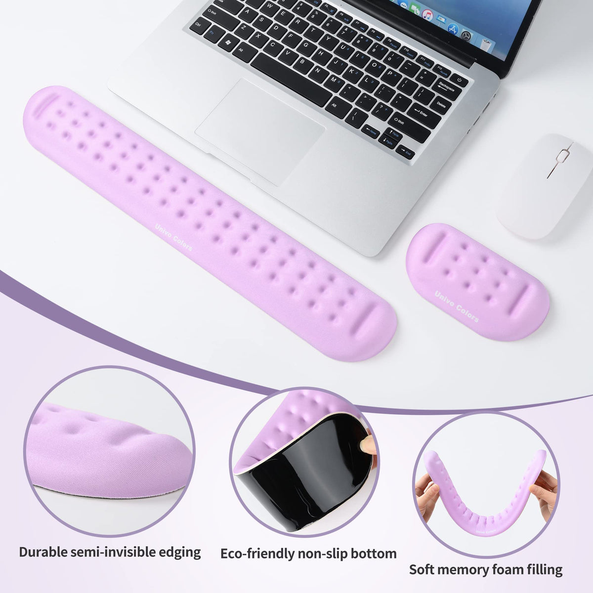 UnivoColors Upgraded Massage Bead Wrist Rest Set for Keyboard and Mouse, Wrist Ergonomic Support