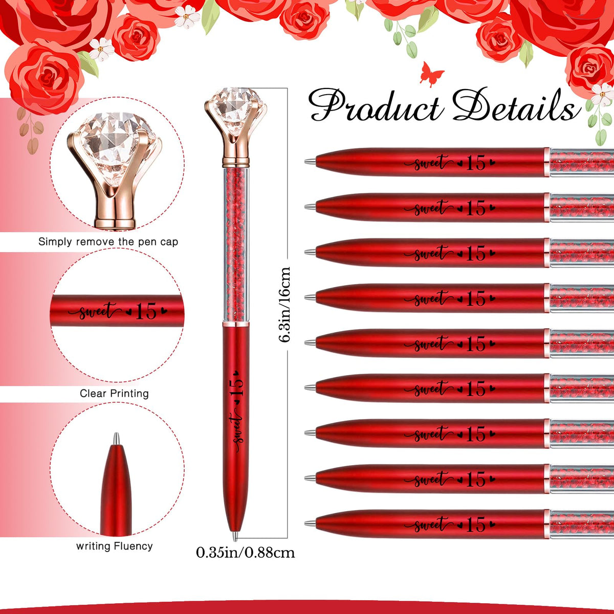 Sayglossy 50 Set Quinceanera Party Favor Sweet Gift, 15th, Red